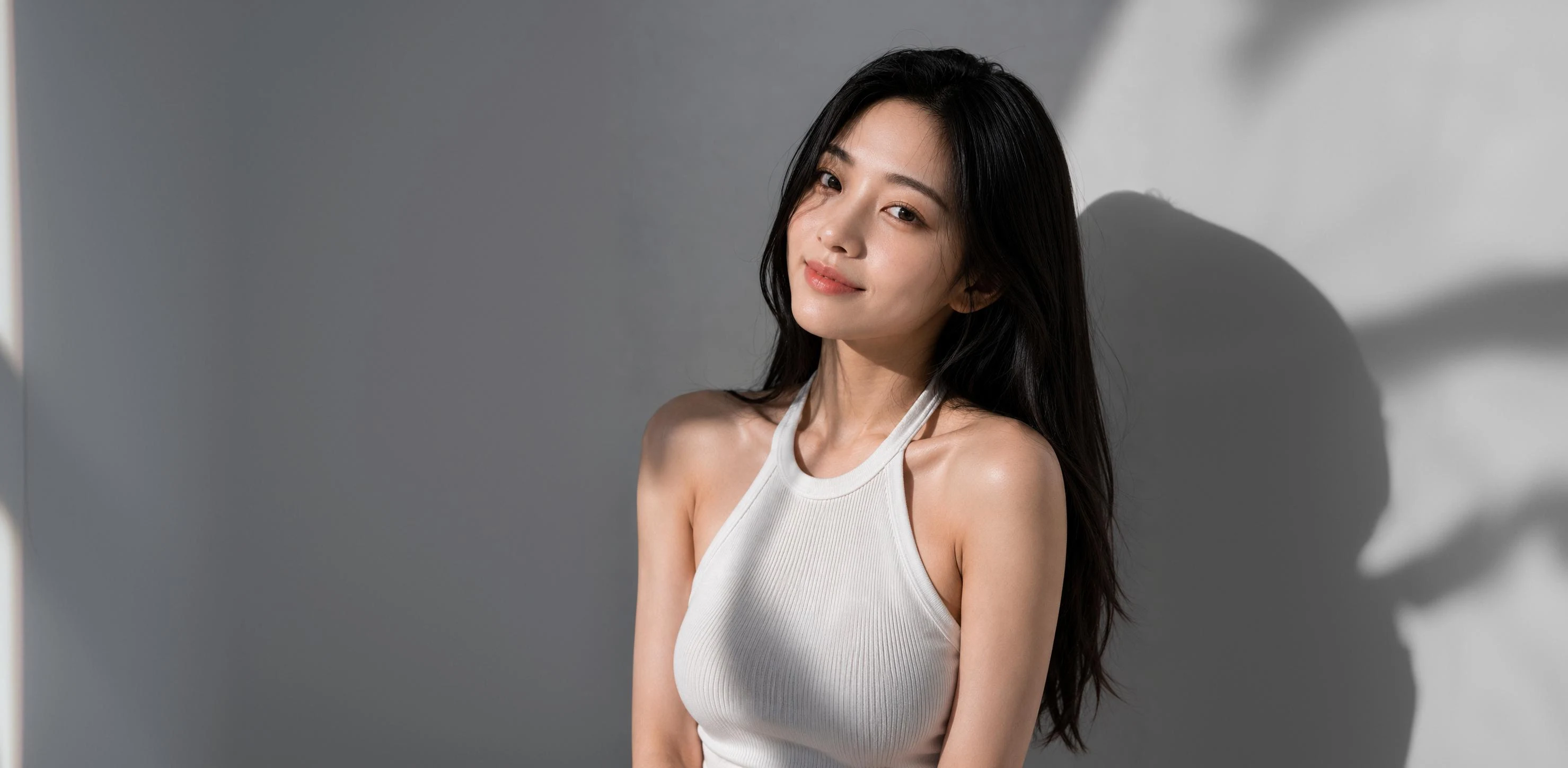 부드러운 그림자와 흰 의상의 류시아
