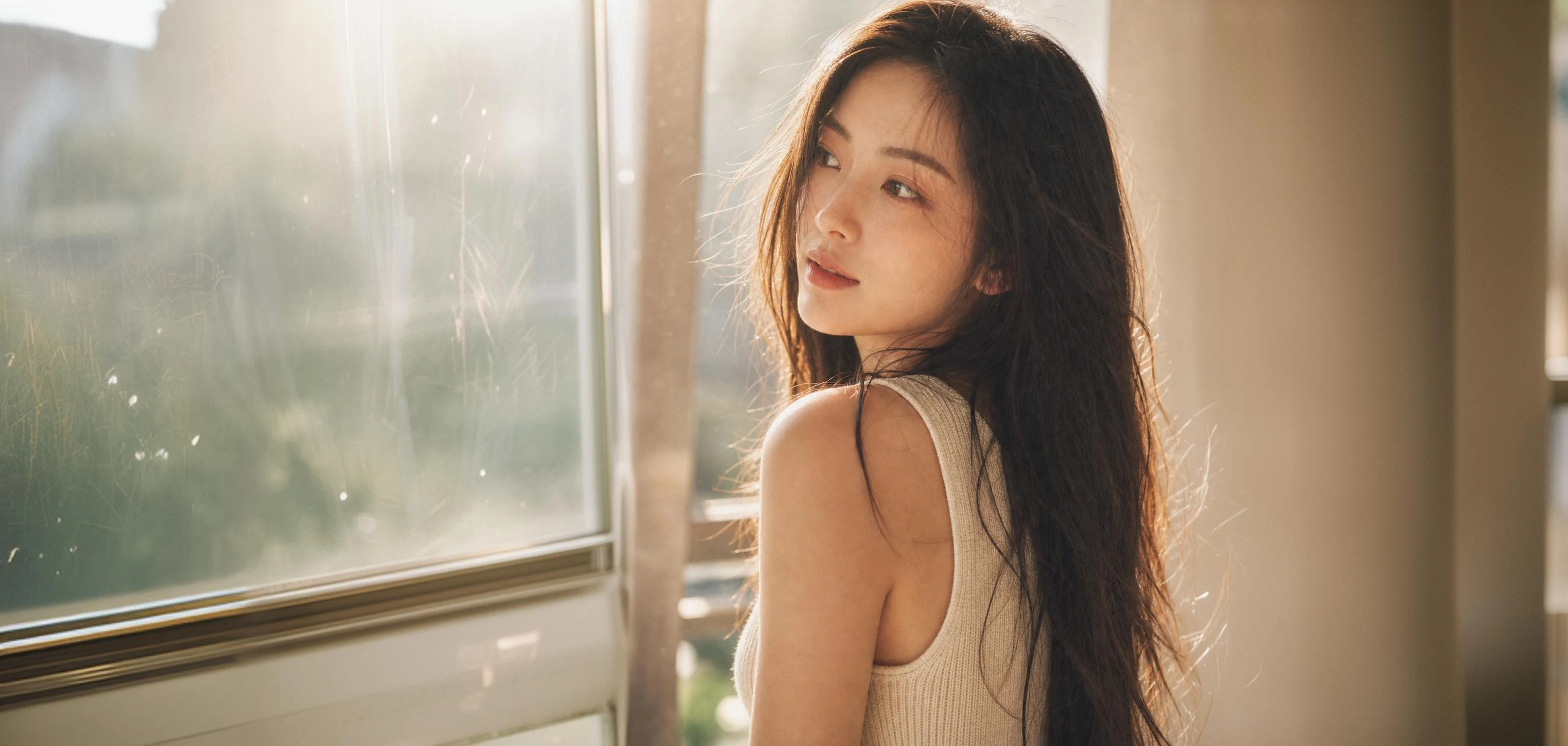 따뜻한 창가의 햇살을 돌아보는 류시아